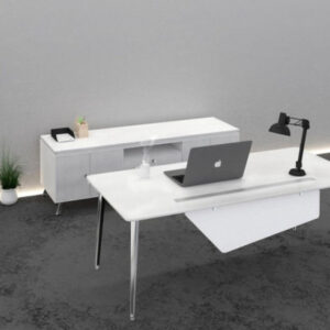 Corp Design Modern Rectangular Desk with Storage Credenza