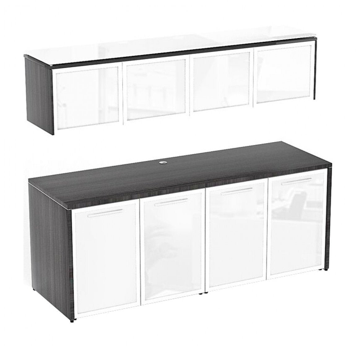 Corp Design Storage Credenza with Wall-Mounted Hutch
