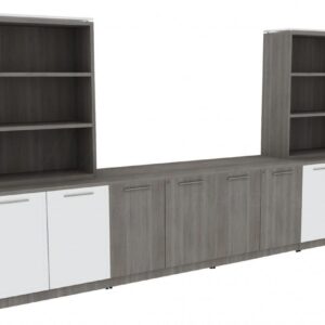 Corp Design Credenza Wall Unit with Open Shelf Storage