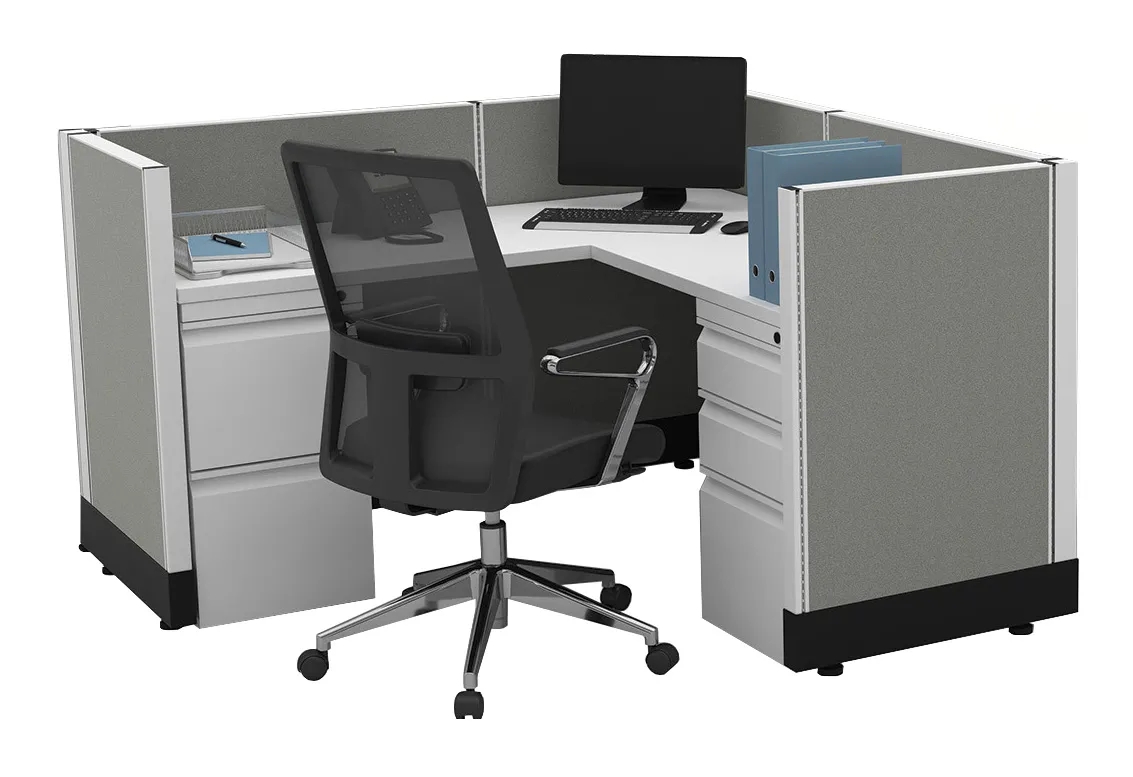 Office Star L Shaped Cubicle Workstation installed