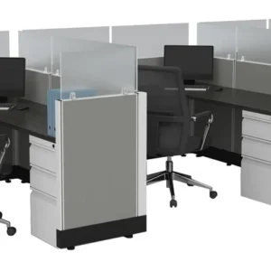 Office Star 3 Person Cubicle with Glass Dividers installed