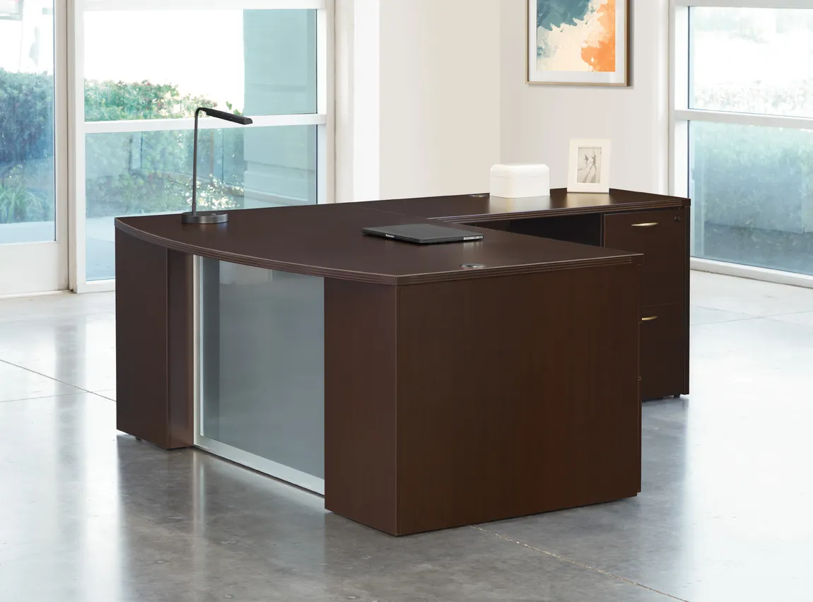 Office Star Bow Front L Shaped Desk installed