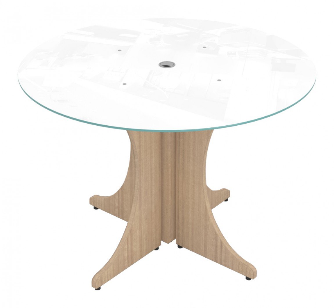 Corp Design Round Conference Table with Glass Top - Image 2