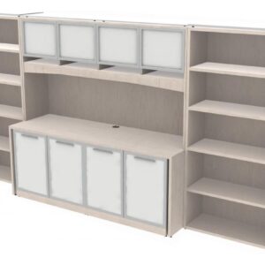 Corp Design Credenza Wall Unit with Hutch and Bookcases