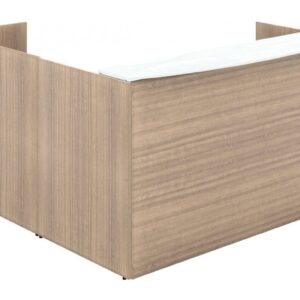 Corp Design L-Shaped Reception Desk with White Glass Counter
