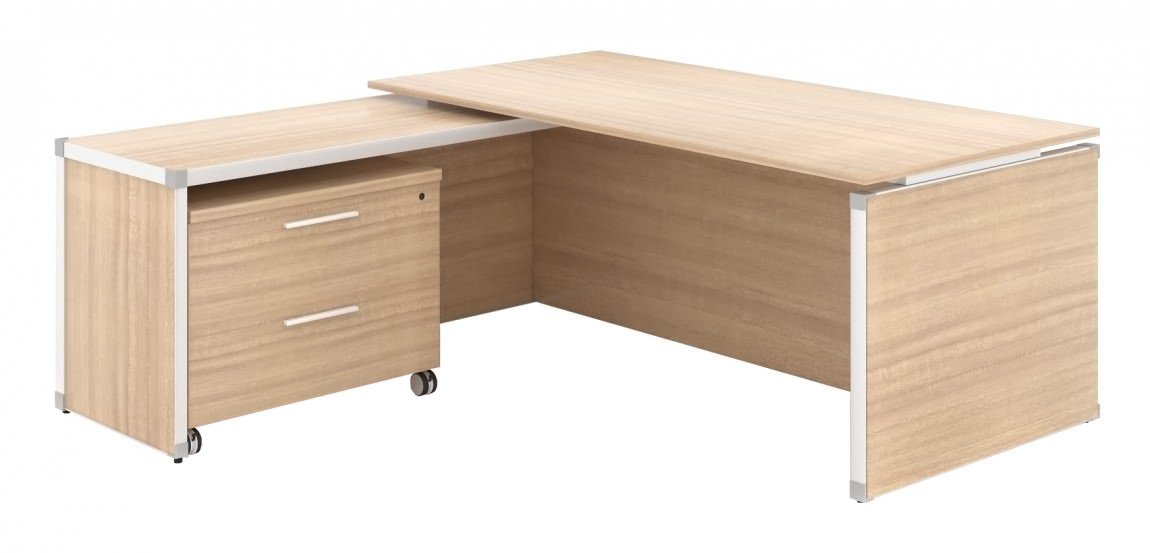 Corp Design Executive L-Shaped Desk with Drawers - Image 2