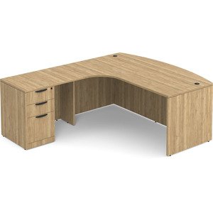N9NE Classic Laminate Bowfront L-Shape Desk with Inner Curve 71″ x 83″ (CLALD1008) installed