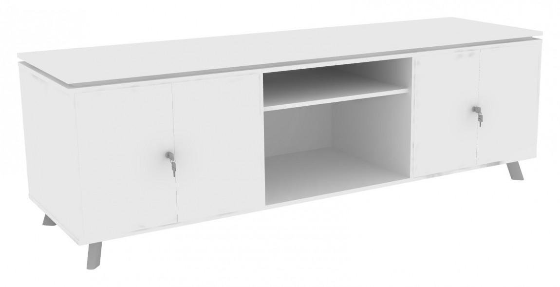Corp Design OneSuite Modern Credenza with Push-Open Locking Doors, Cast Aluminum Legs