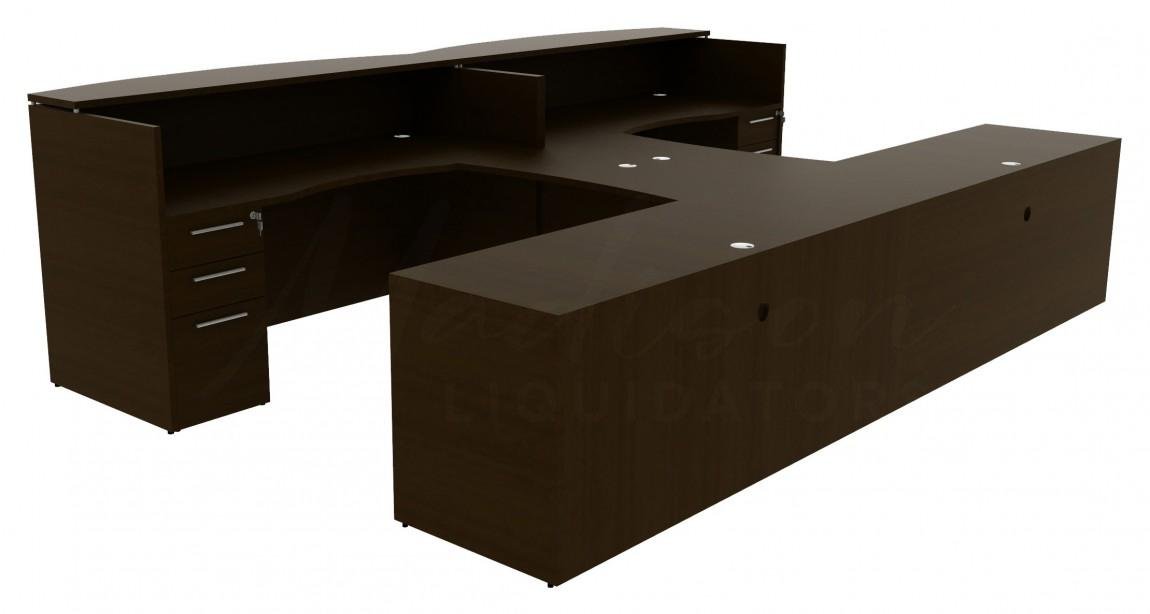 Corp Design 2-Person Reception Desk with Pigeon Holes and LED Lights