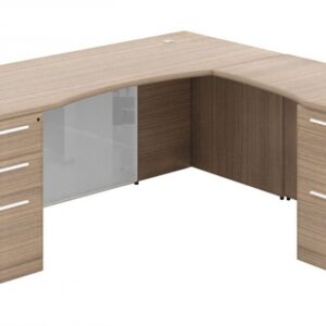 Corp Design L-Shaped Desk with Glass Modesty Panel