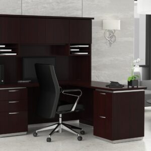 Office Star Tuxedo 72″ x 72″ L-Shaped Desk with Hutch (TYP231) installed