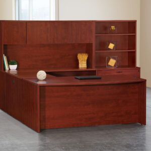 Office Star Napa 71″ x 107″ U-Shaped Executive Desk with Corner Credenza installed