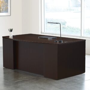 Office Star Napa StepFront 71″ x 40″ Bow Front Executive Desk (TYP201) installed in an office