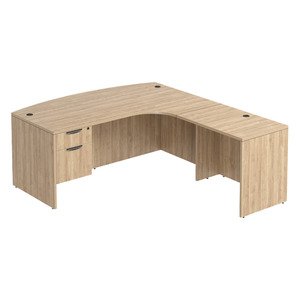 N9NE Classic Laminate Bowfront Radius L-Shape Desk 71″ x 78″ (CLALD2009) installed