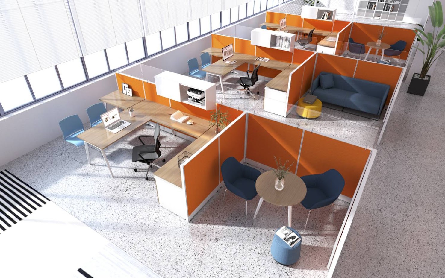 Modern office workstations installed by OC Office Installation