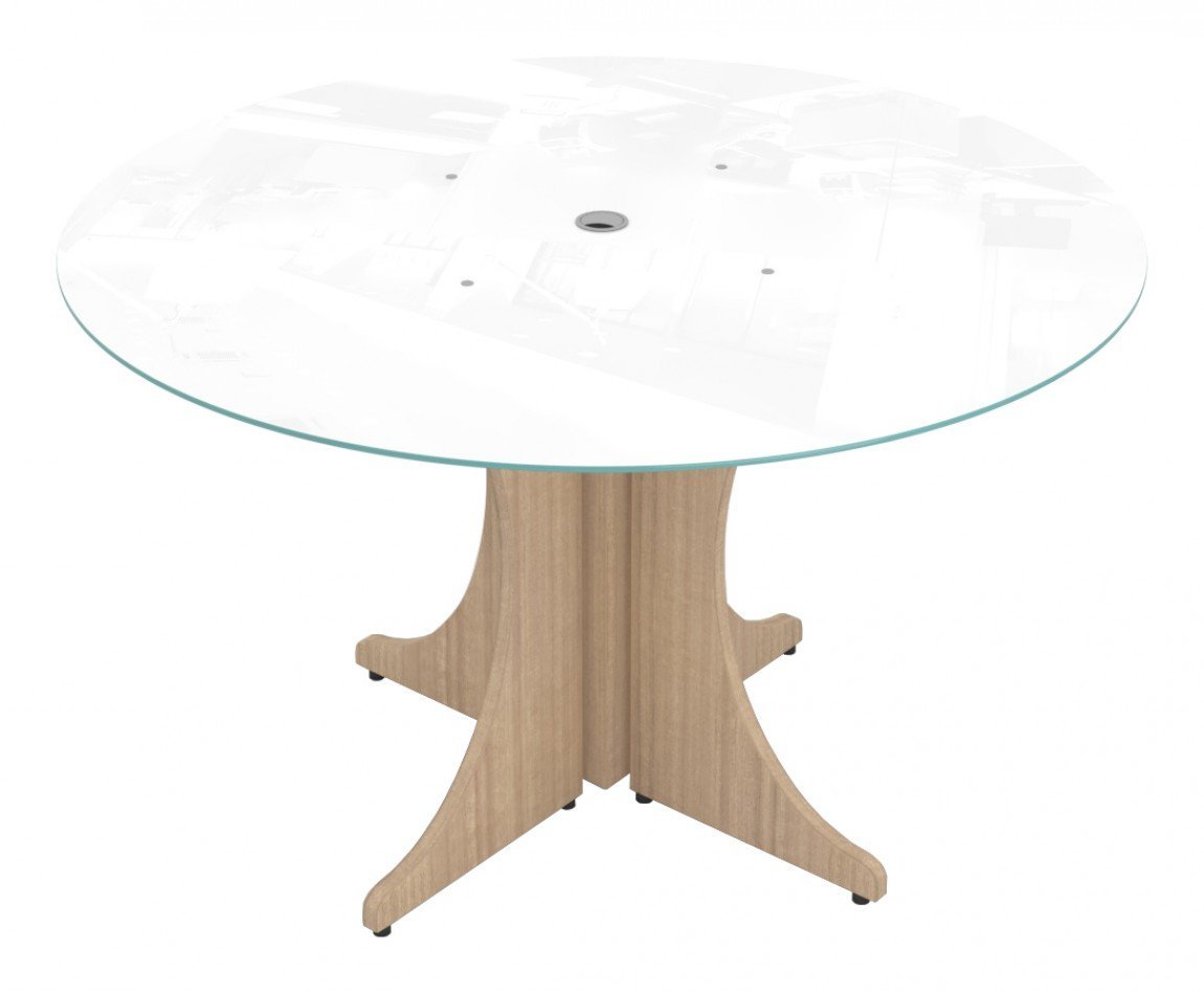 Corp Design Large Round Table with Glass Top