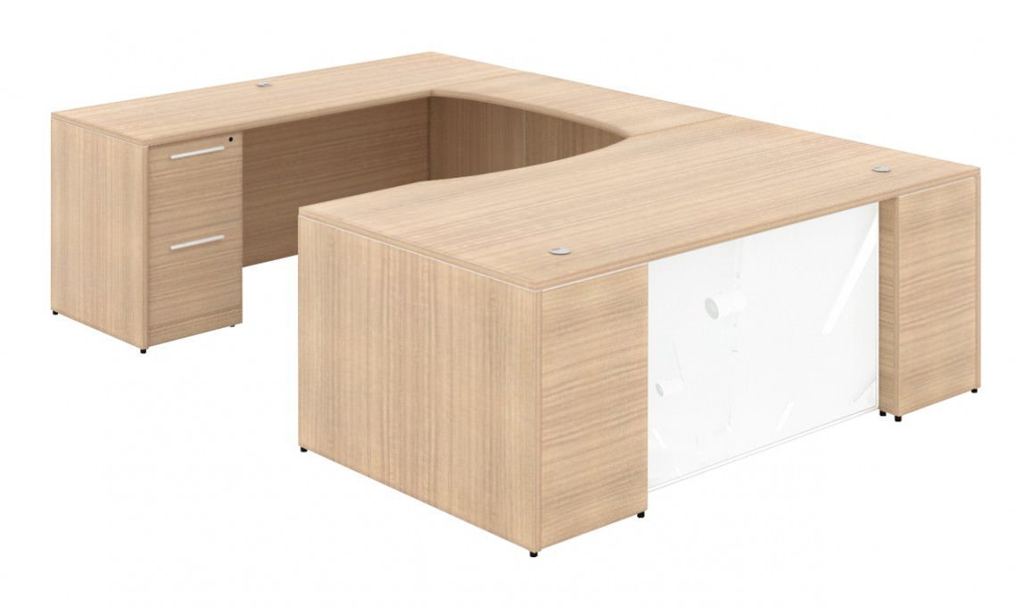 Corp Design U-Shaped Desk with Glass Modesty Panel