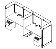 Friant System 2 2-Person Cubicles with My-Hite Desks (F2-2000 Series) installed