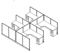 Friant System 2 Four-Person Cubicle Workstations installed