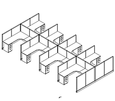 Friant System 2 8-Person Cubicle Clusters (F2-8000 Series Typicals) installed