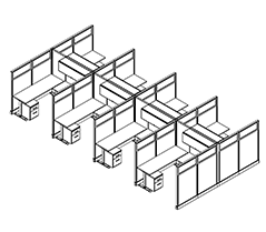 Friant System 2 Eight-Person 6′ x 6′ Sit-Stand Cubicles (F2-8010) installed
