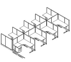 Friant System 2 F2-8011 8-Person 5′ x 5′ Cubicle with My-Hite Standing Desks installed