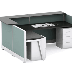 Friant Novo FH-1012 6.5′ x 7.5′ Reception Station with Transaction Counter installed