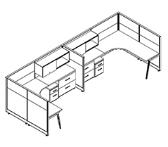 Friant Novo Two-Person Cubicle Workstations – 20 Typical Layouts installed