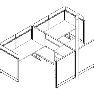 Friant Novo FH-2020 Two-Person 6′ x 9′ Cubicle Cluster installed