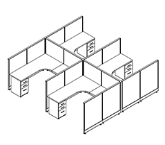 Friant Novo 4-Person Cubicle Workstation Layouts (FH-4000 Series) installed