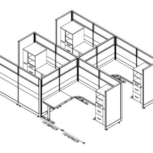 Friant Novo FH-4029 4-Person Cubicle Cluster, 6′ x 7′ Stations installed