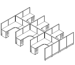 Friant Novo 6-Person Cubicle Clusters (FH-6000 Series Typicals) installed
