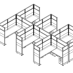 Friant Novo FH-6020 6-Person Cubicle Cluster, 6′ x 6′ Stations installed