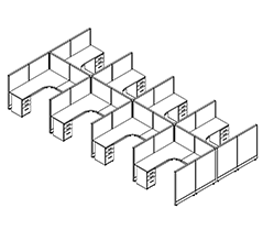 Friant Novo Eight-Person Cubicle Clusters – 10 Typical Layouts installed