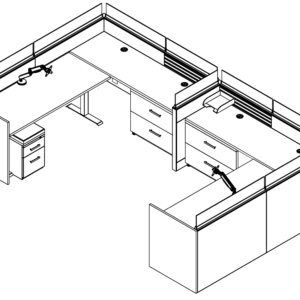 Friant Interra FI-2001 2-Person Cubicle Cluster, 6.5′ x 8′ Stations installed