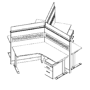 Friant Interra 3-Person Cubicle Clusters (FI-3000 Series Typicals) installed