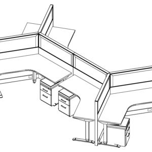 Friant Interra FI-6014 6-Person 120-Degree Hive Cubicle Cluster installed