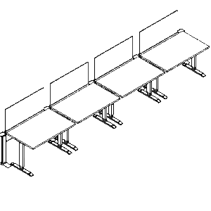 Friant My-Hite FMH-4000 Four-Person Standing Desk Bench, 4′ x 2.5′ installed