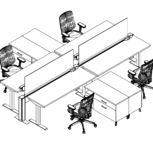 Friant My-Hite FMH-4013 Four-Person 5.5′ x 6′ Height Adjustable Workstations installed