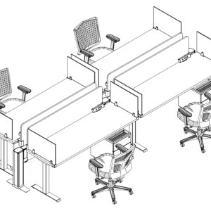 Friant My-Hite FMH-4014 4-Person Sit-Stand Bench with 6′ x 2′ Desks installed