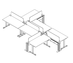 Friant My-Hite FMH-6005 Six-Person Sit-Stand Workstations, 5′ x 5′ installed