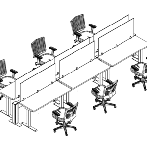 Friant My-Hite FMH-6014 Six-Person Sit-Stand Bench Workstation, 5′ x 2′ installed